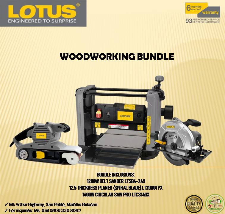 LOTUS WOODWORKING BUNDLE (Thickness planer, Belt Sander and Circular