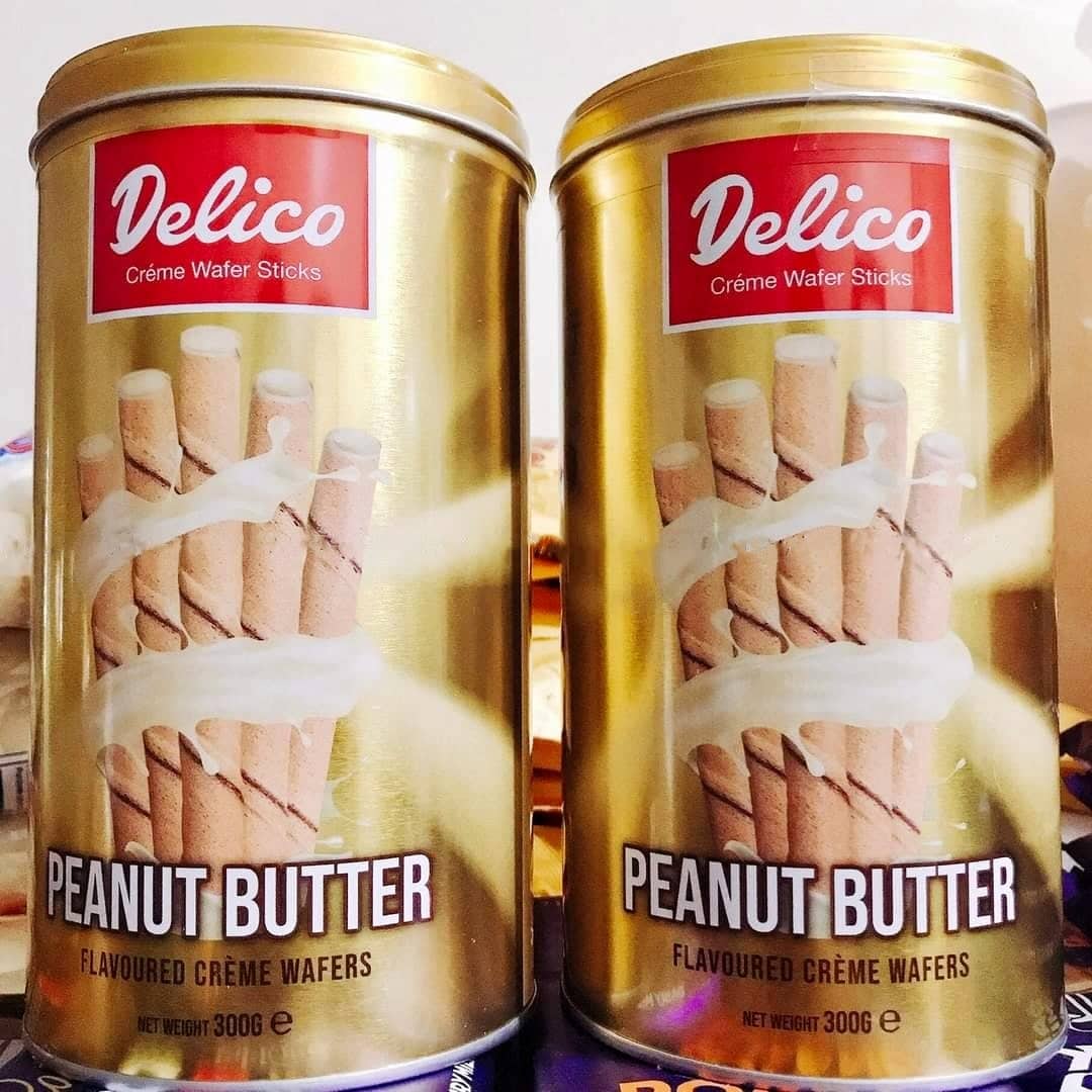 DELICO Peanut Butter Flavored Creme Wafer 300g x 2 Canisters/Duo Pack