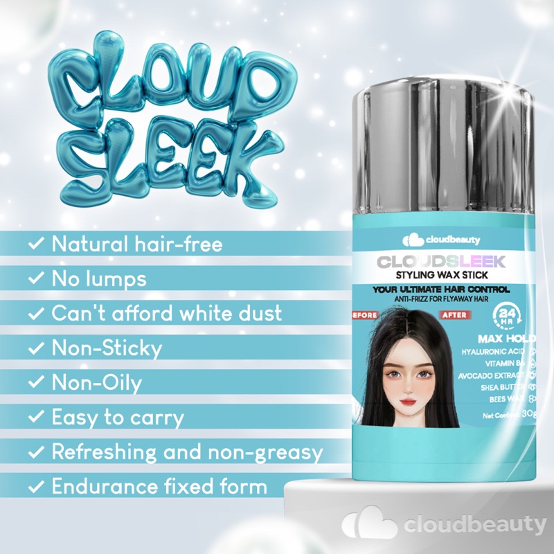 CLOUDSLEEK Hair Styling Stick (30g) ANTIFRIZZ for FLYAWAY HAIR All