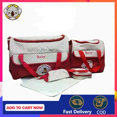 5 IN 1 Big Size Adult Baby Diaper Bags Mommy Baby Bags for Mothers with FREE SOCKS