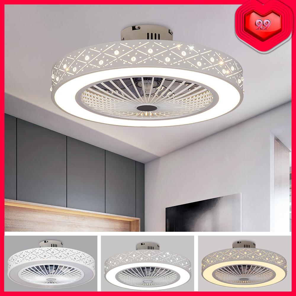 Larosso Minimalist 24 Inch Remote Ceiling Fan With Ceiling Led Flush Mount Chandelier Big Wind For Home Living Room Bedroom Dining Room