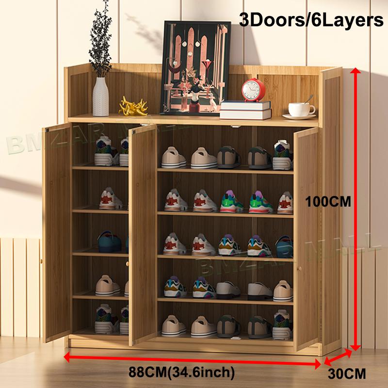 Bamboo Shoe Cabinet 5/6/7/8/9 Layers 2/3/4 Doors 30+Pairs Shoes