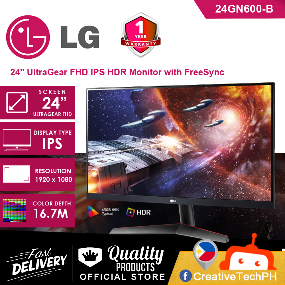 NEW LG 24GN600-B Gaming Monitor 24'' UltraGear FHD IPS HDR Monitor with  FreeSync 24 IPS, 1920 x 1080 144Hz, 1ms (1 Year Warranty)