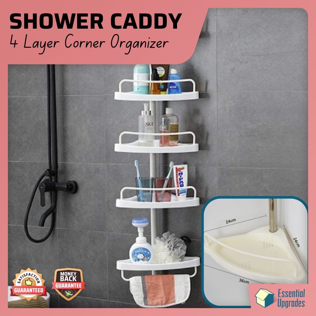 ADOVEL 4 Layer Corner Shower Caddy, Adjustable Shower Shelf, Constant  Tension Stainless Steel Pole Organizer, Rustproof 3.3