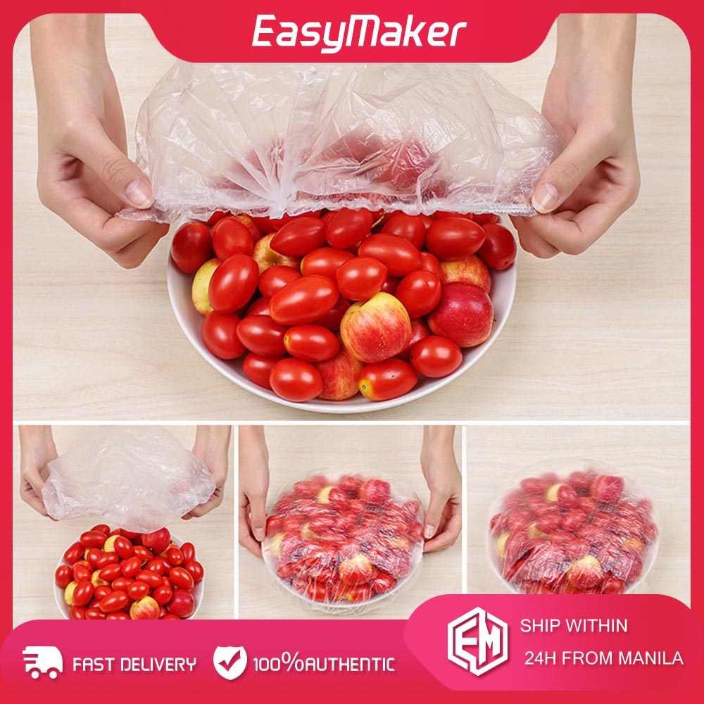 100Pcs Disposable Food Storage Cover Plastic Wrap Elastic Food Lids