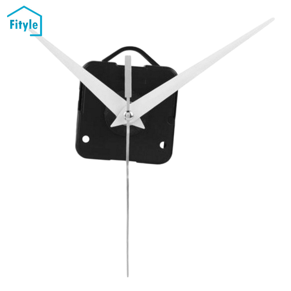 Fityle 1Set Silent Clock Movement Long White Hands Mechanism Fittings