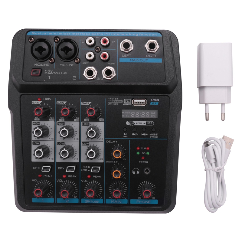 Audio Mixer 4Channel USB Audio Interface Audio Mixer, DJ Sound
