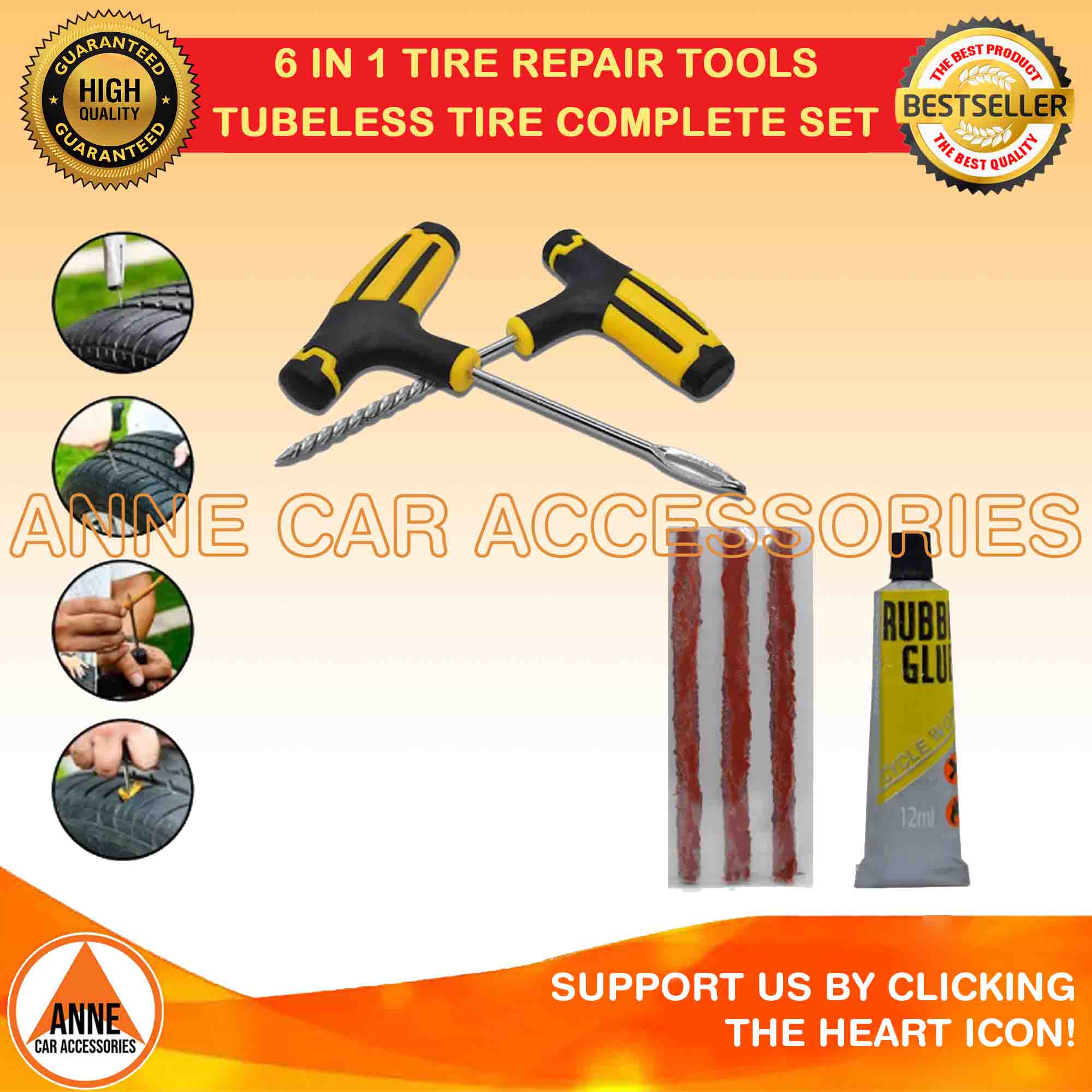 6 in 1 / 8 in 1 Tire Tools Car Tire Repair Kit Tool Tubeless Type