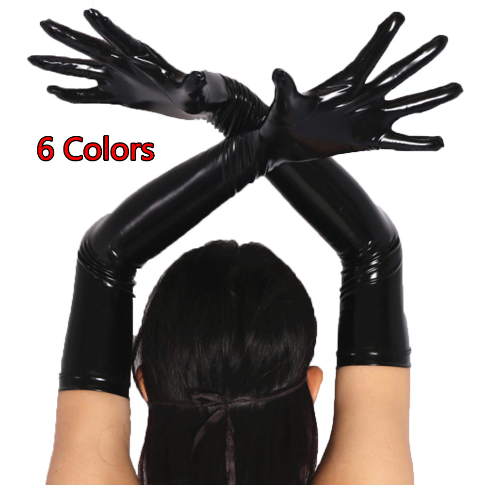 TDPTI76V8 Dance Cosplay Long Jazz Disco Bright Hip Pop Mittens Punk Rock Cosplay Costumes Accessories Leather Glove