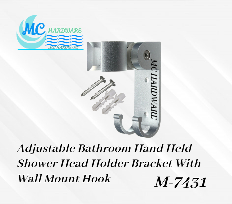 MC HARDWARE M7431 Adjustable Bathroom Hand Held Shower Head Holder Bracket With Wall Mount Hook