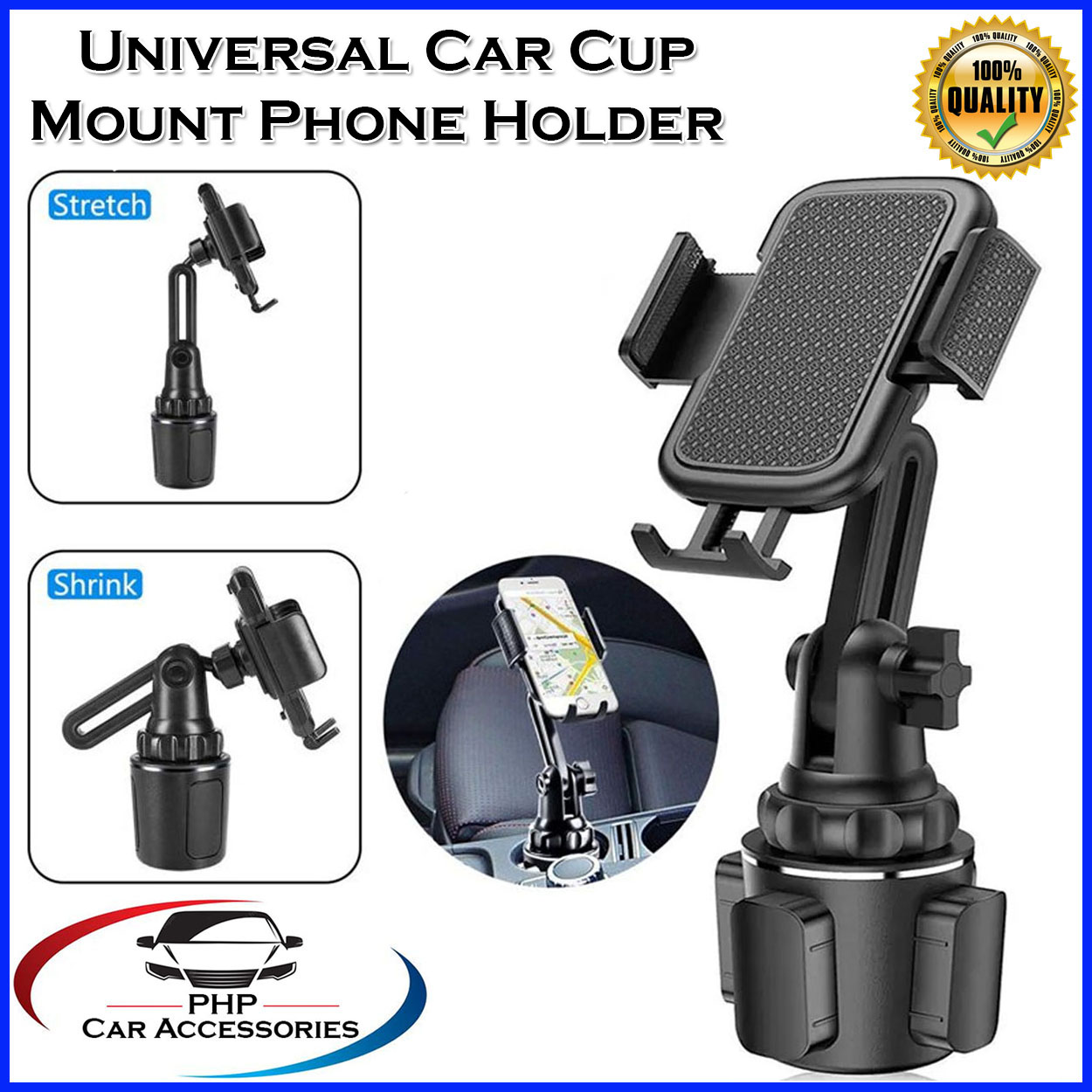 Universal Adjustable Cellphone Car Cup Mount Phone Holder with Extra