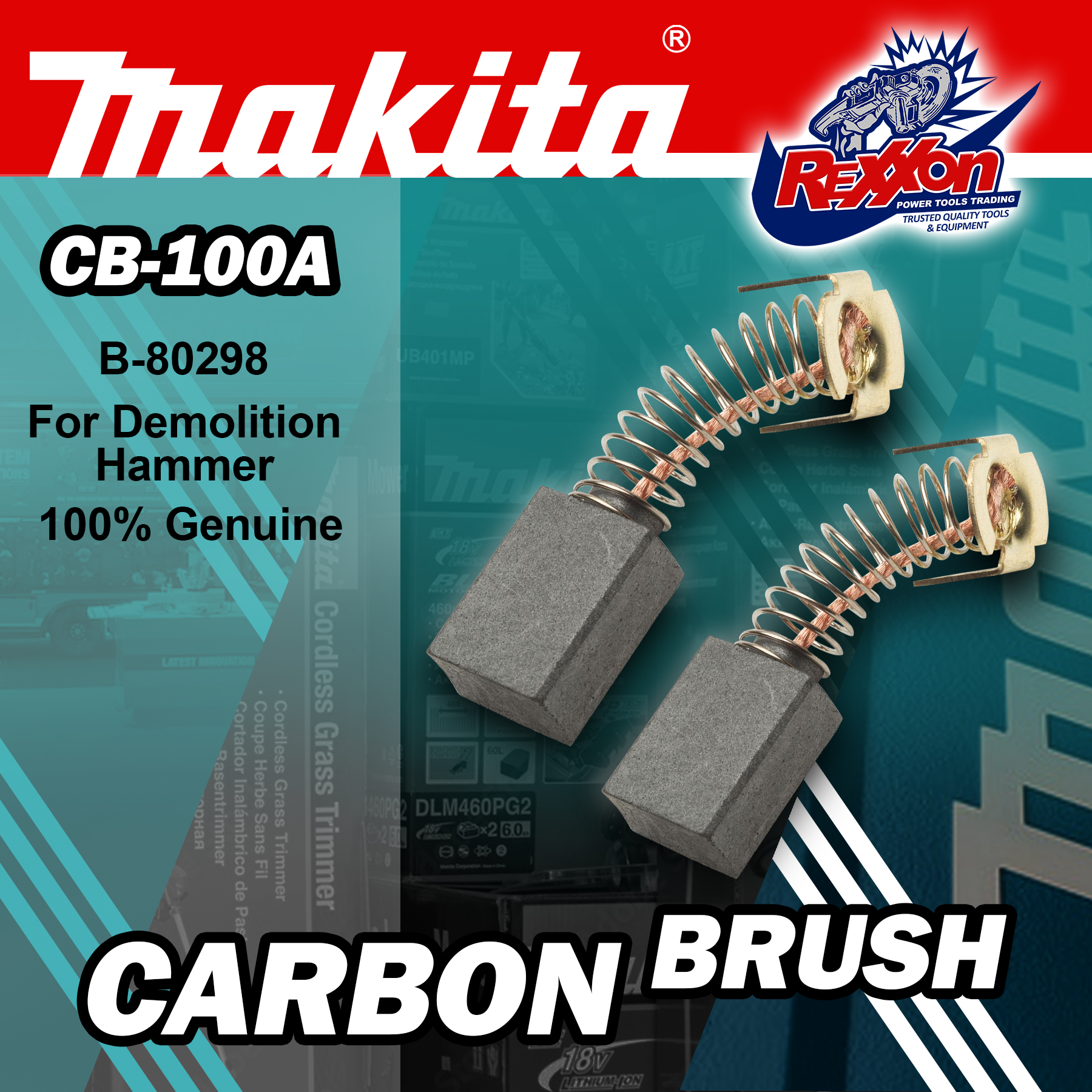 MAKITA 2pcs Carbon Brush Set for Demolition Hammer B80298 CB100A