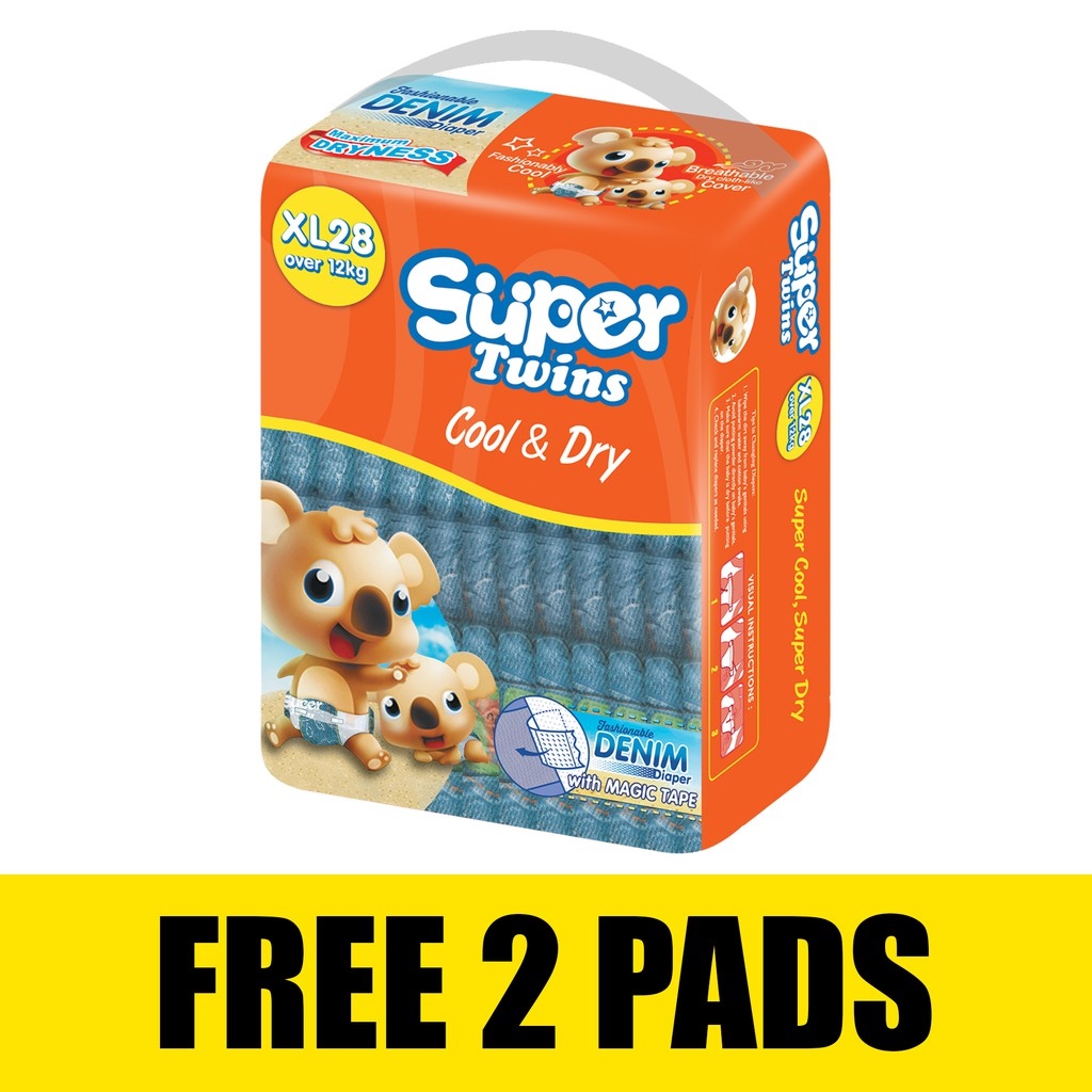 Super Twins Baby Diaper BIG PACK XL 28's Lazada PH
