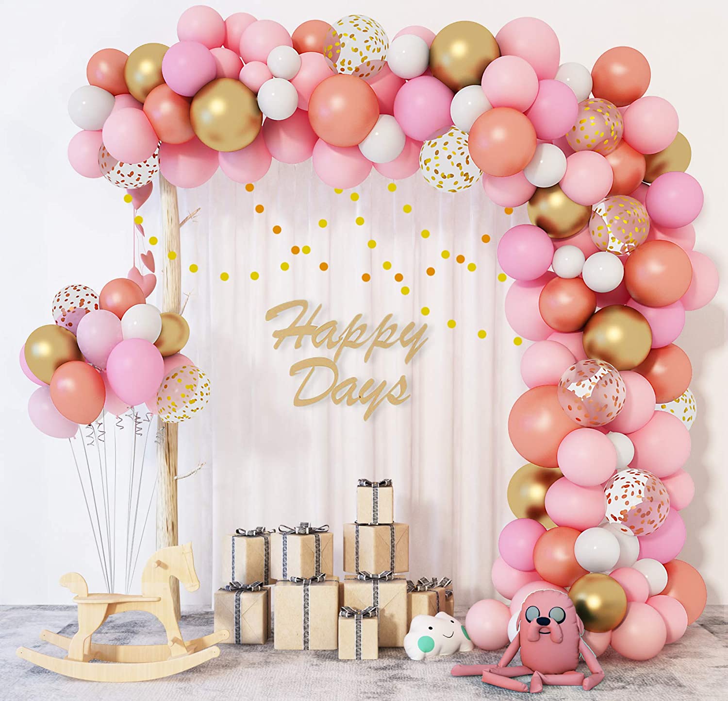 Kiena 129 Pcs Rose Gold Pink Balloons Garland Arch Kit 12INCHES ...