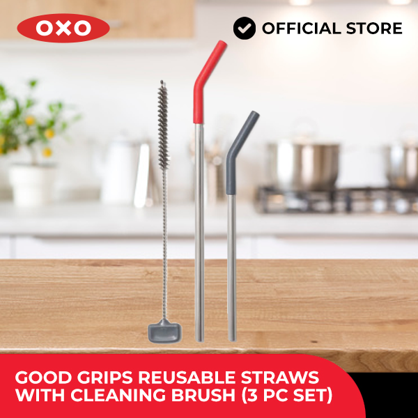 OXO 4-Piece Reusable Straw Set | Blue