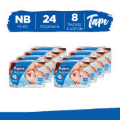 Drypers Wee Wee Newborn  - 24 pcs x 8 packs  - Tape Diapers
