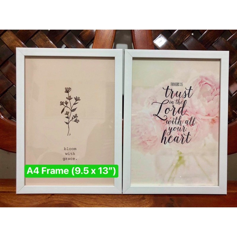 A4 Frame White Black Wood (9.5 x 13”) FRAME ONLY Artin Decors