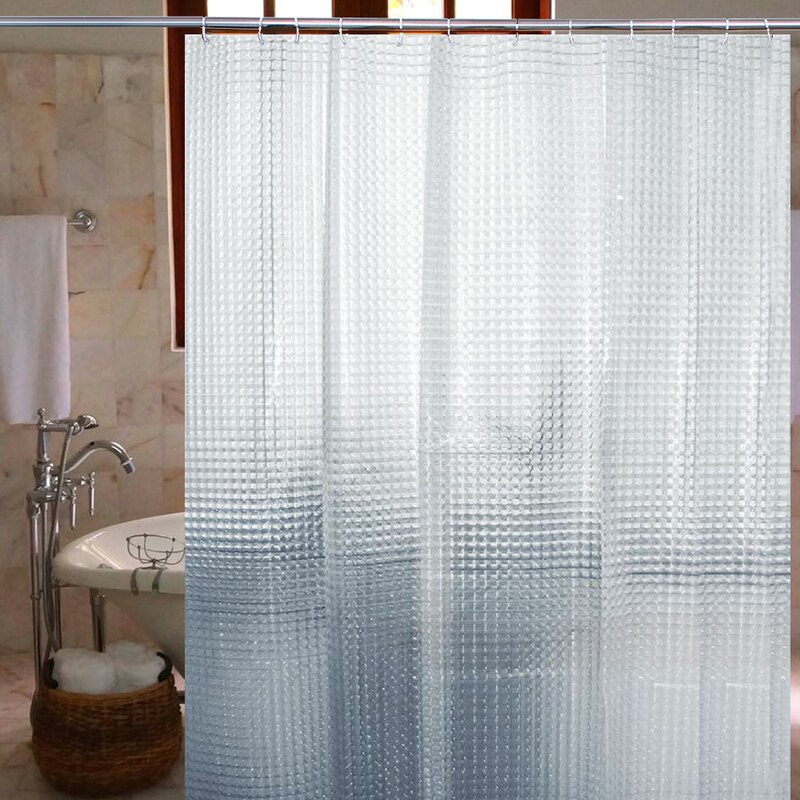 SACHUKOT Shower Curtain Mould Proof Resistantand & Waterproof Washable EVA Fabric Bath Curtains with Hooks,180 180CM 
