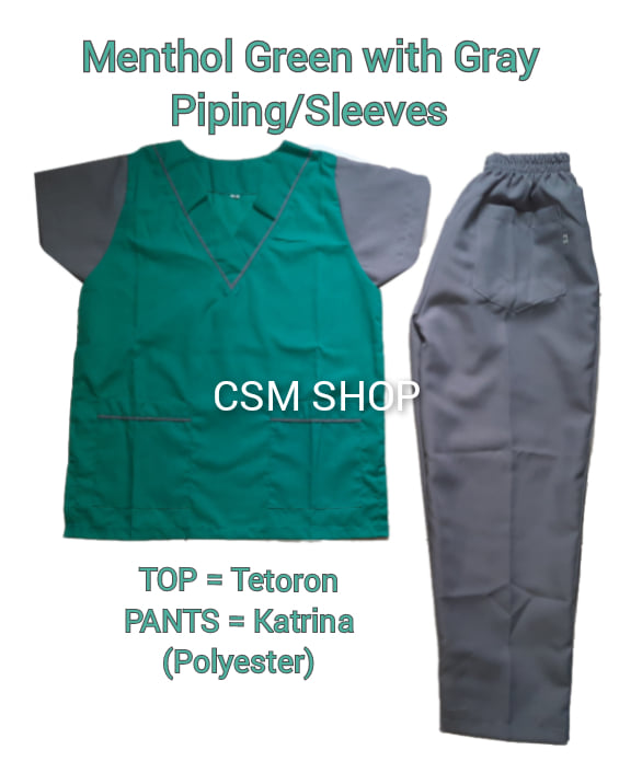 Menthol Green Scrub Suit Set with Piping TETORON/KATRINA FABRIC