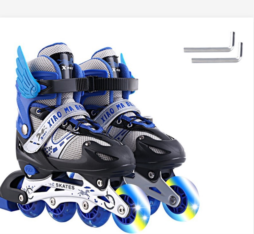 Inline Roller Skate Shoes Adjustable Size Roll Blade Shoes With Single  Wheel Flashing