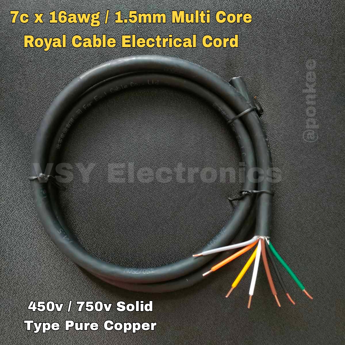 7c x 16awg / 1.5mm Multi Core Royal Cable Electrical Cord 450v / 750v ...