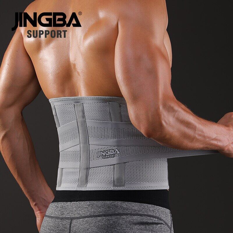 JINGBA Lumbar Back Support Waist Trimmer for Men Spine Breathable Light Waist  Trainer with 3 Stays