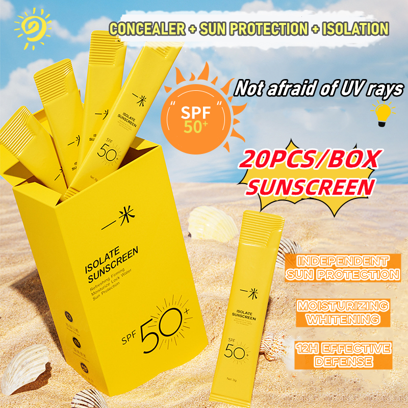 [20PCS/box] Sunscreen Spf 50+ Suncream Face Body Sunblock Cream UV
