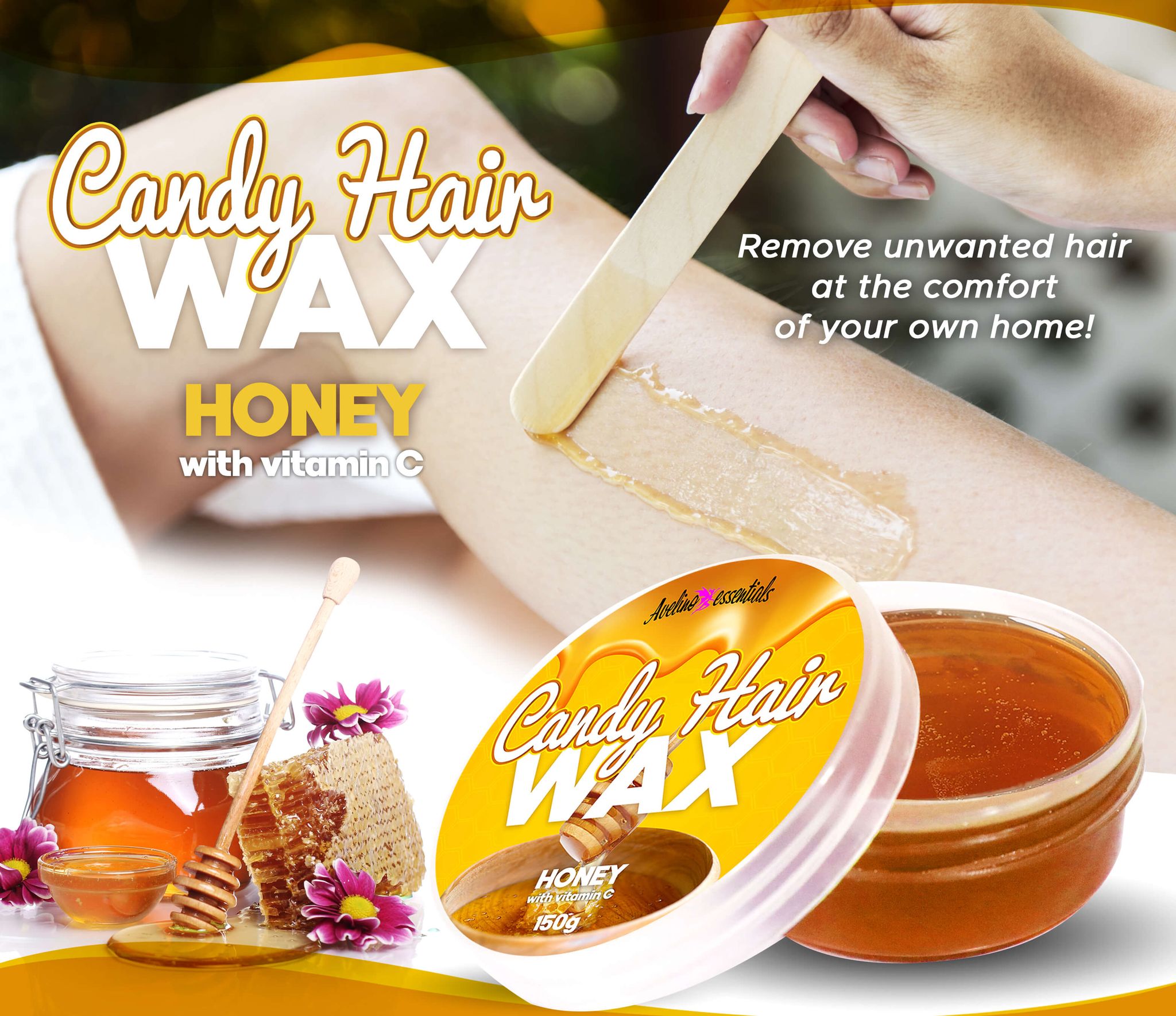 CANDY HAIR WAX Honey Flavor , sugar wax hair removal , sugar wax , sugar waxing  hair removal , cold wax hair removal , cold wax , cold wax for underarm ,
