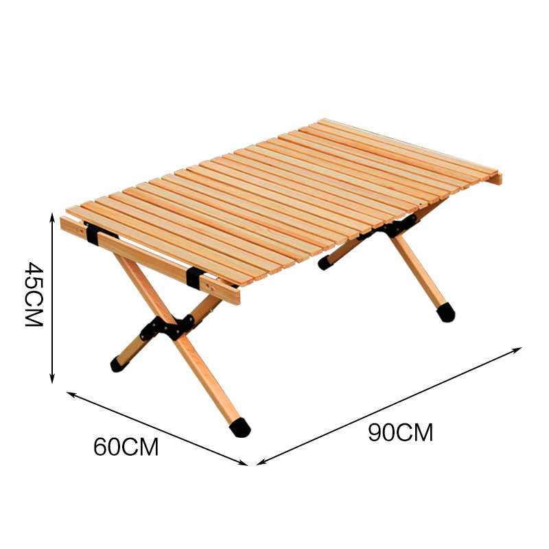 Folding Wood Camp Table Egg Roll Portable Outdoor/Indoor Foldable