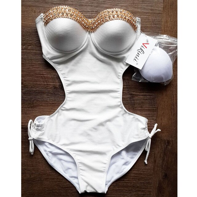 High Quality Swimsuits 2023 Sexy Crystal One Piece Swimwear Women