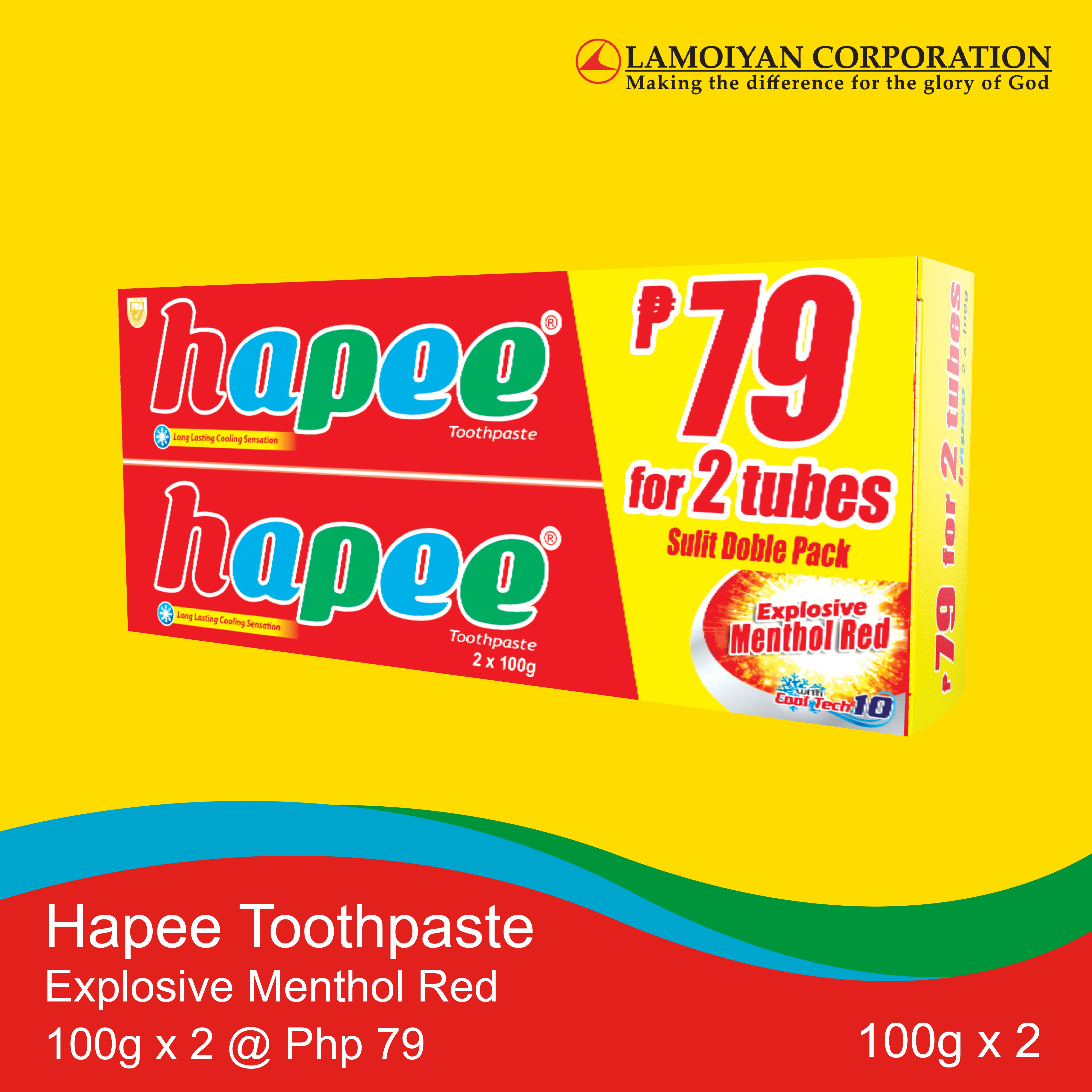 Hapee Toothpaste Explosive Menthol Red 100g x 2 Lazada PH