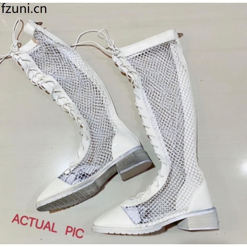 ♤GAUZE BOOTS WHITE FASHION HIGH NET BOOTS 89961※ Lazada PH