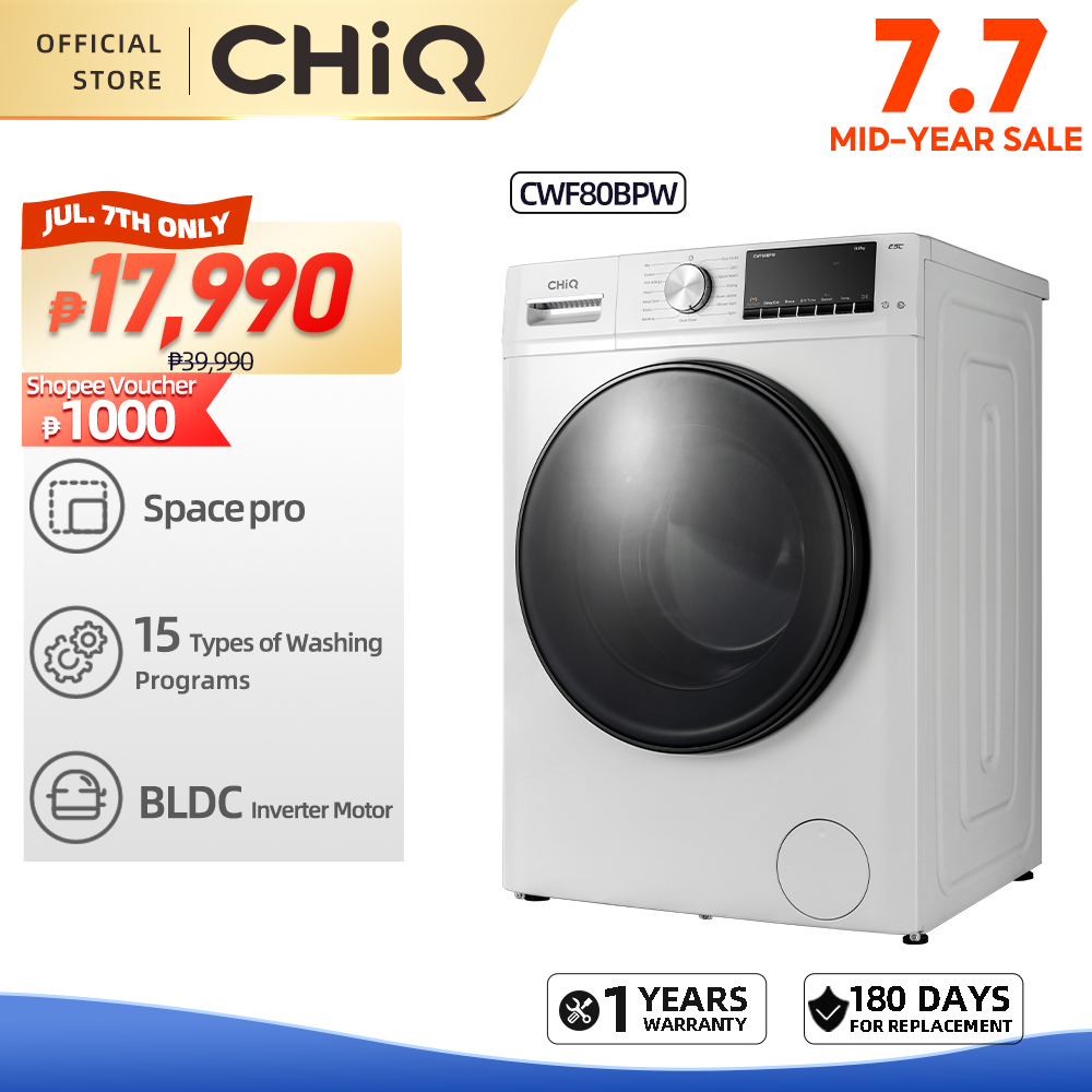 CHiQ CWF80BPW Front Load 8kg Washer 1400 rpm inverter washing machine ...