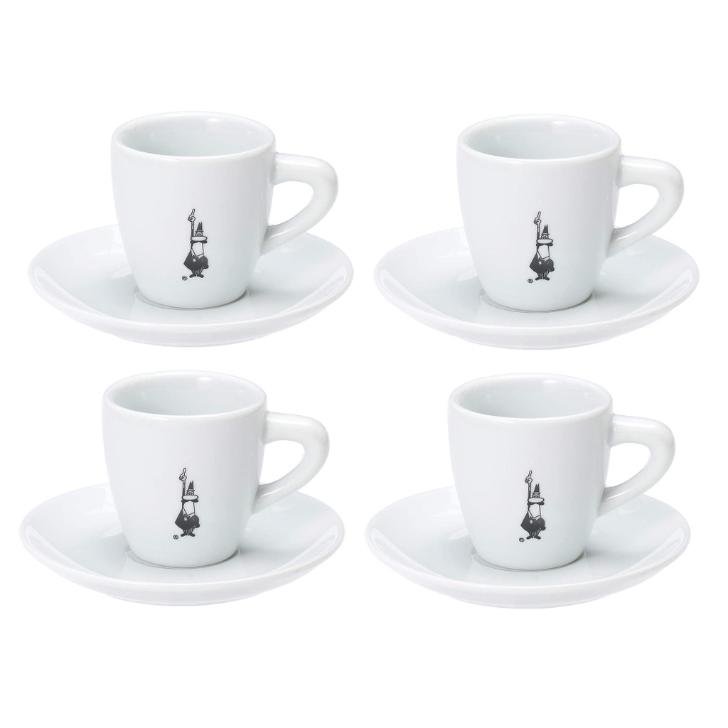 [Bialetti] Classic Italian Espresso Cup and Saucer Set in Porcelain Coffee Cup, White / from