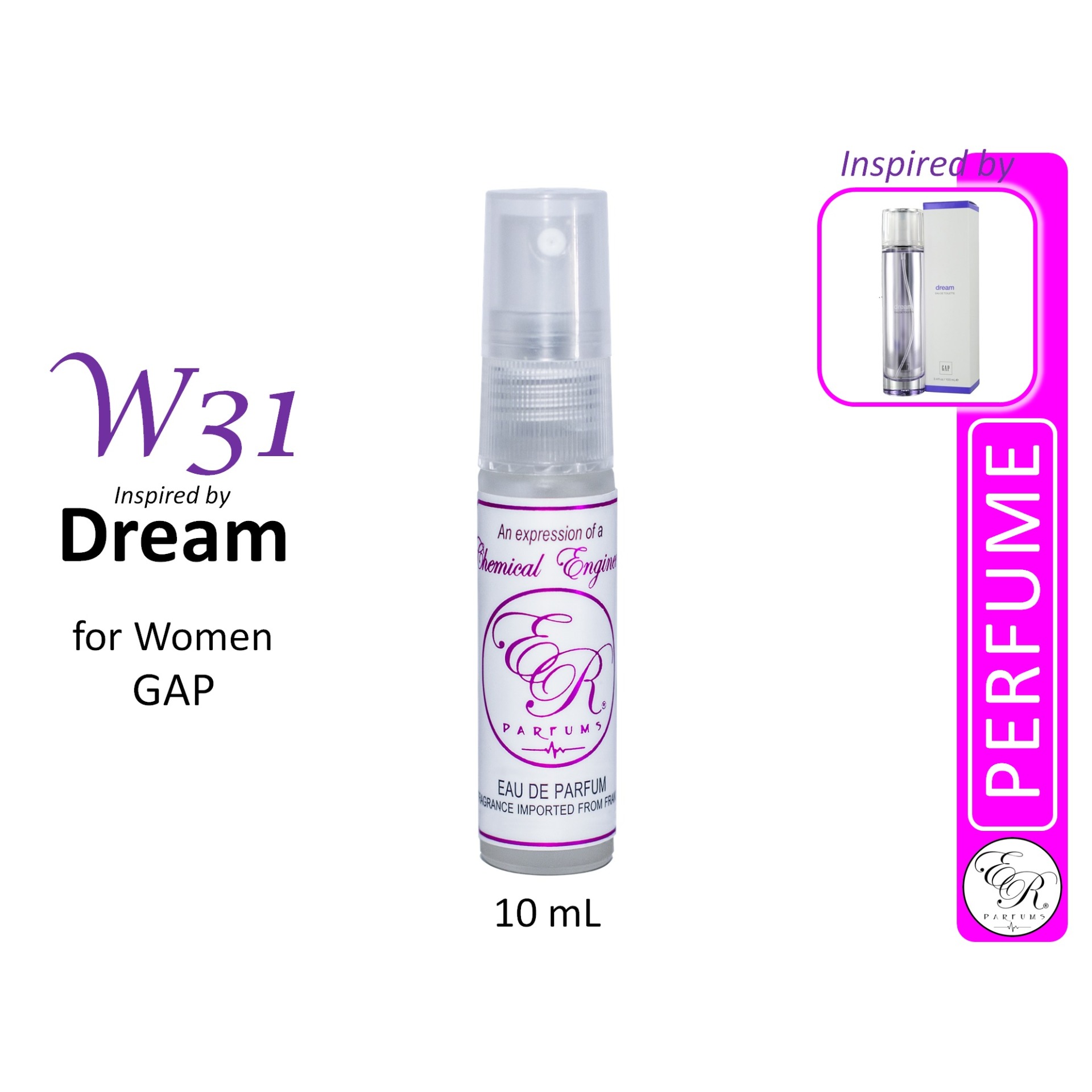 ER PARFUMS W31 Perfume Inspired by Dream for Women by GAP 1 piece 10 ml TRAVEL SIZE Best
