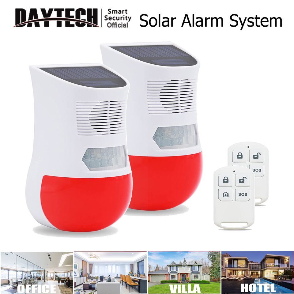 Daytech Solar Powered Motion Sensor Security Alarm Siren Light with