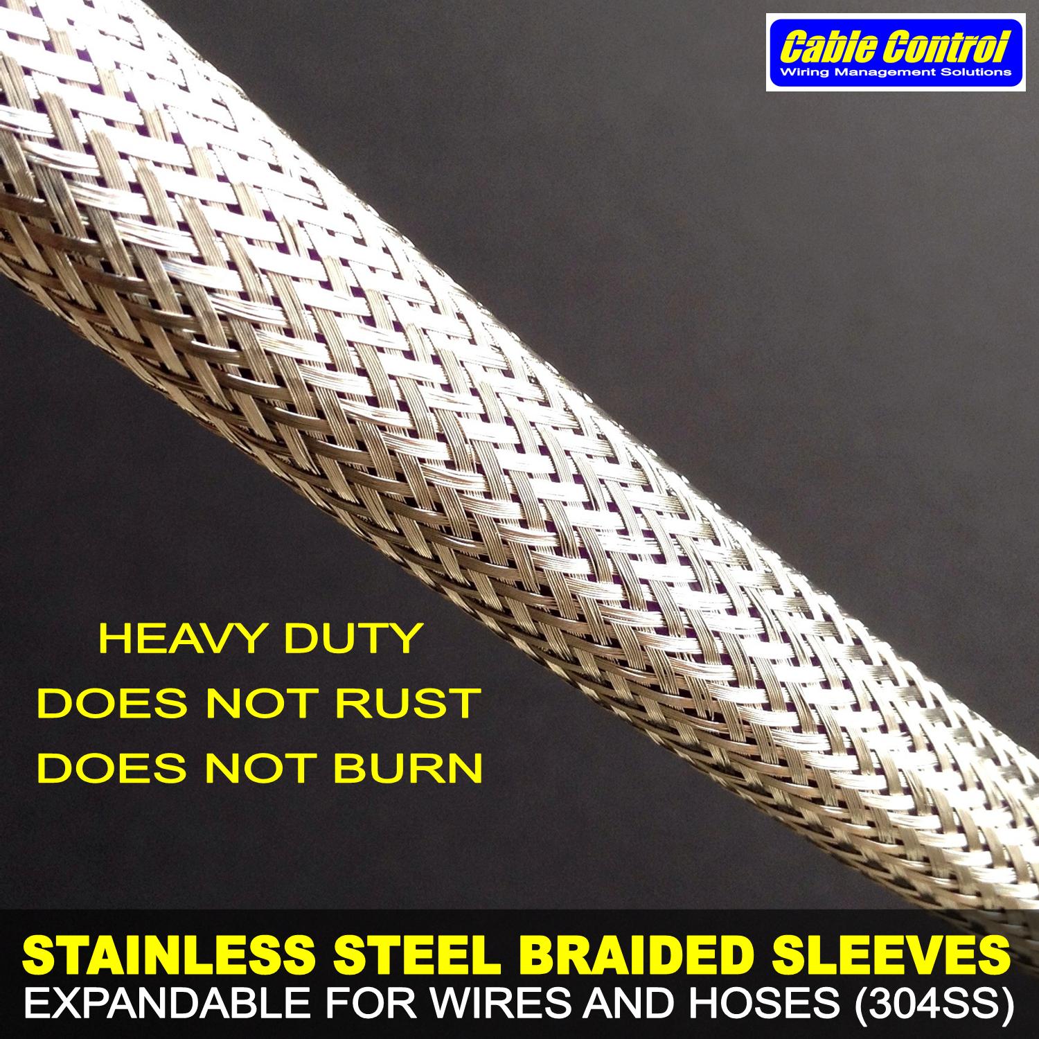 Cable Control STAINLESS STEEL EXPANDABLE BRAIDED SLEEVES , Anti-Rat cable  protection , Hose Protector ,Rat repellent wire protection , Cable  protector