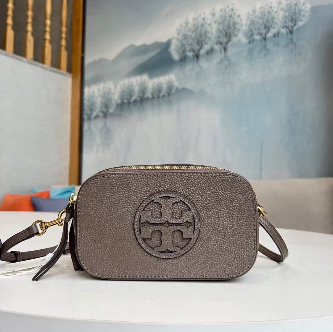 TORY BURCH #37478 Double Zip Grey Pebbled Leather Crossbody – ALL YOUR BLISS