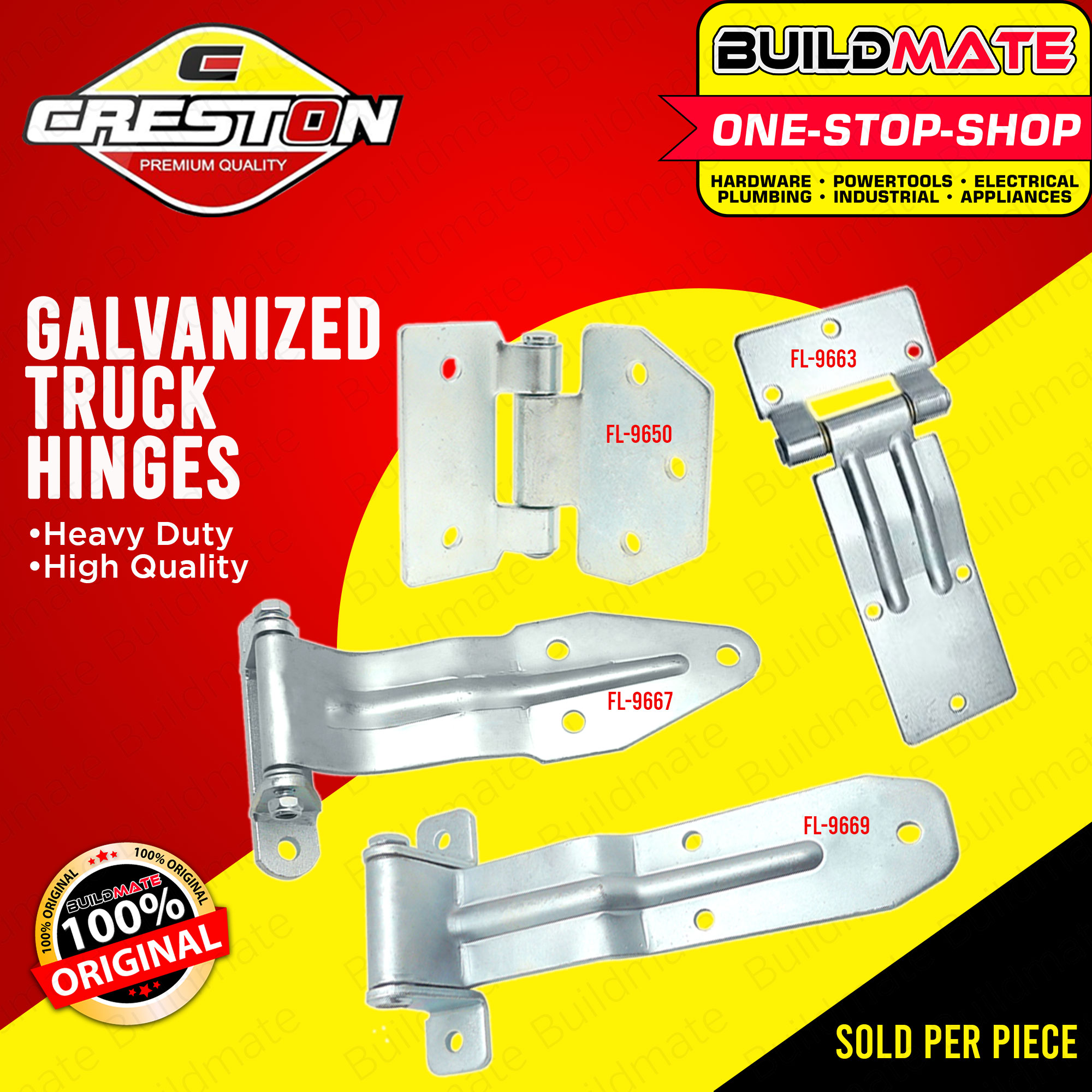 CRESTON Galvanized Truck Hinges Heavy Duty 5" 61/4" 81/2" 11" SOLD PER PIECE •BUILDMATE