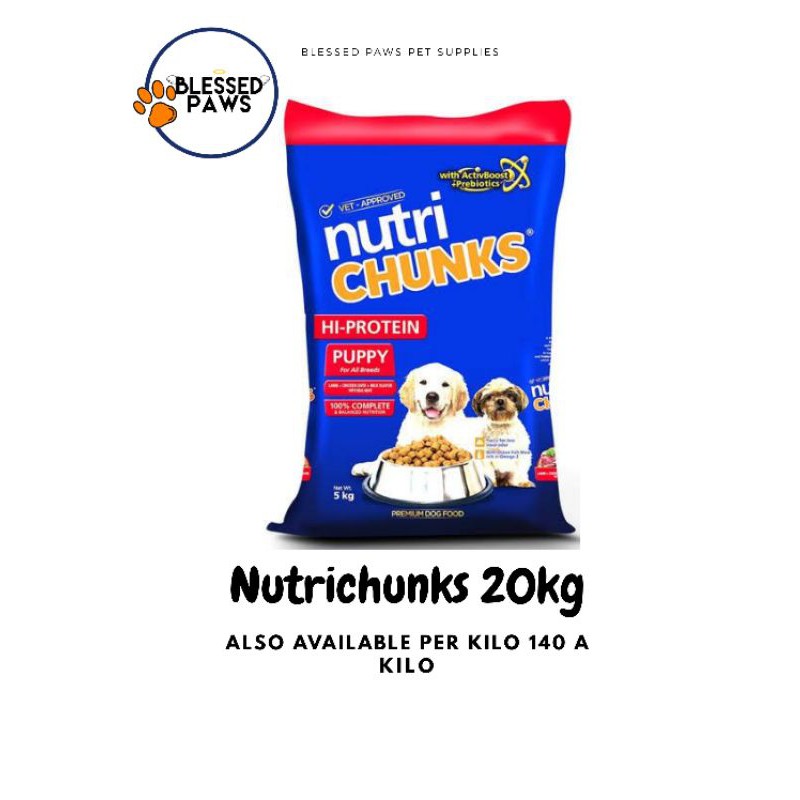 Nutrichunks / Nutri chunks Puppy/adult HiProtein Dog food Per Kilo