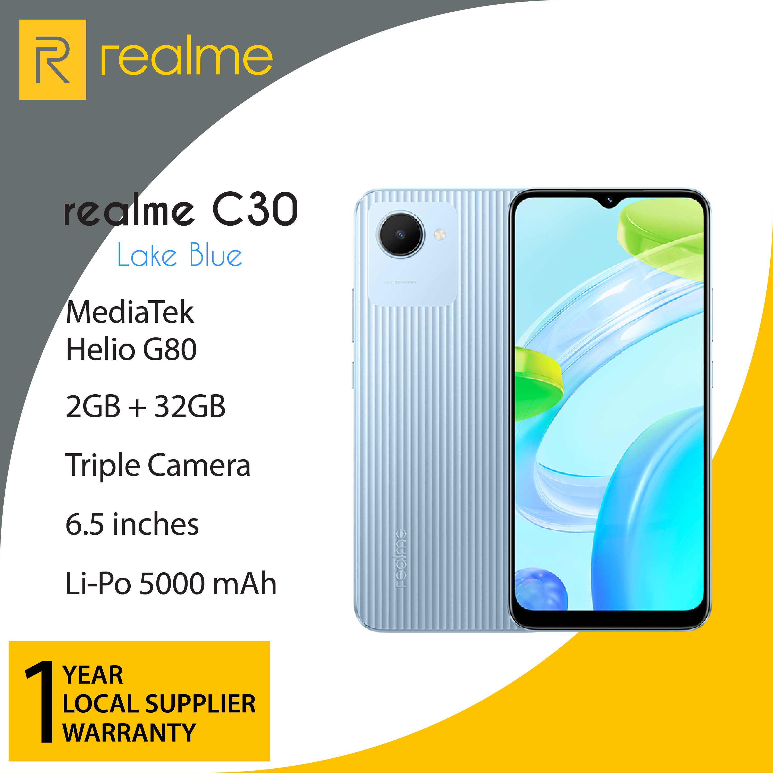 Realme C30 (2GB RAM+32GB ROM)6.5'' Fullscreen Display, 5000mAh Massive  Battery, Android 11, 10W Fast Charge