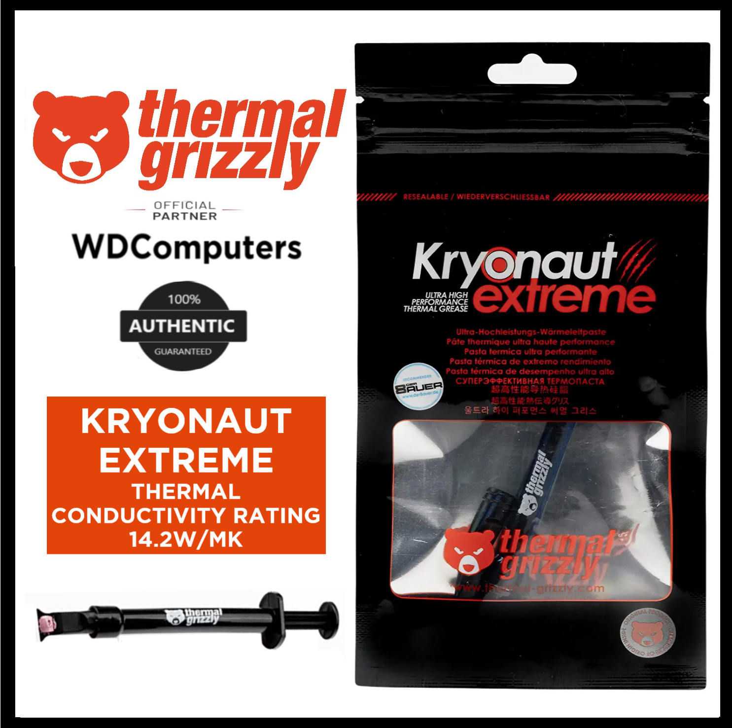 Thermal Grizzly Kryonaut Thermal Compound 37 Gram + Thermal Grizzly Remove  - 10ml