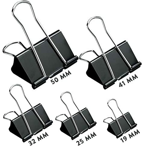 KEN] Value Small Pack of Multi Color Metal Binder Clip / Paper Clamps,  Single Size