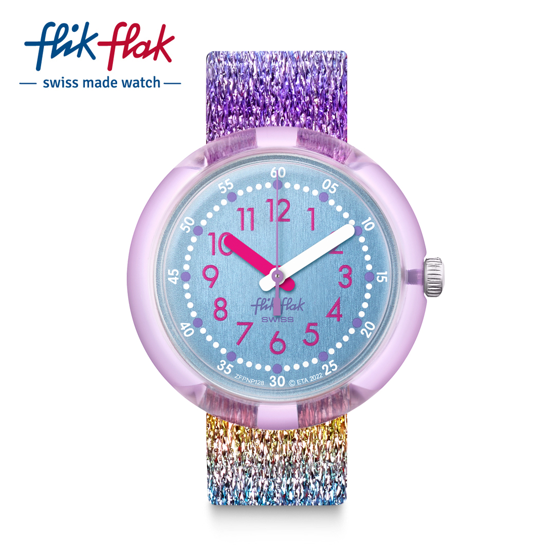 Flik Flak SHINE IN RAINBOW FPNP128 Purple Fabric Strap Watch | Lazada PH