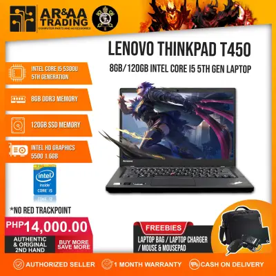 Laptop Lenovo T450 I5 5th Gen 5300U 2.3ghz 8gb 120gb SSD