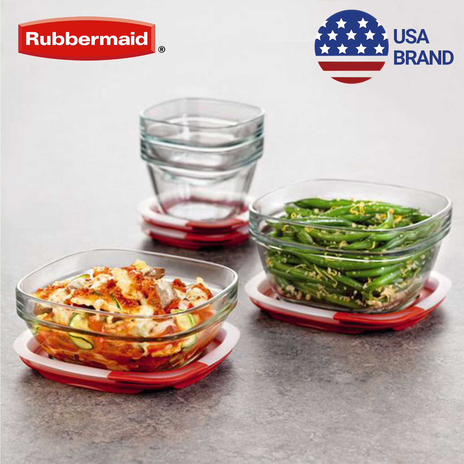 Rubbermaid 7J71 Easy Find Lid Square 9-Cup Food Storage 2 Containers
