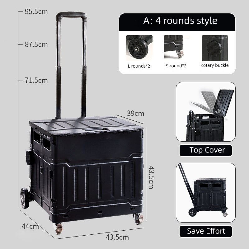 shopping cart with wheels stall storage box express trailer trolley