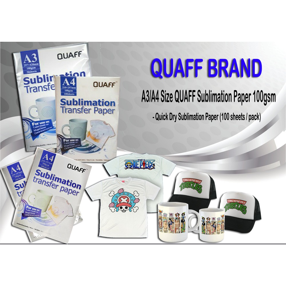 QUAFF Sublimation Transfer Paper A4/A3 100GSM Lazada PH