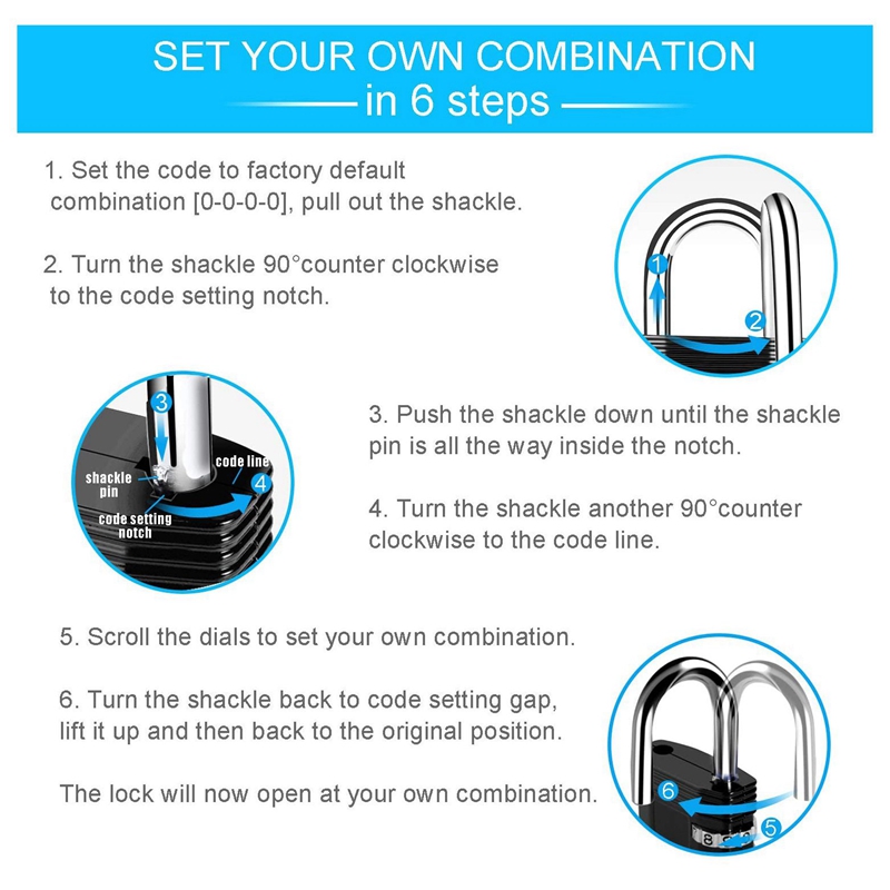 Numbr Code Pa Dock Outdoor Padlock , 4 Digit Code Padlock for Gym Lockers, Toolbox ...
