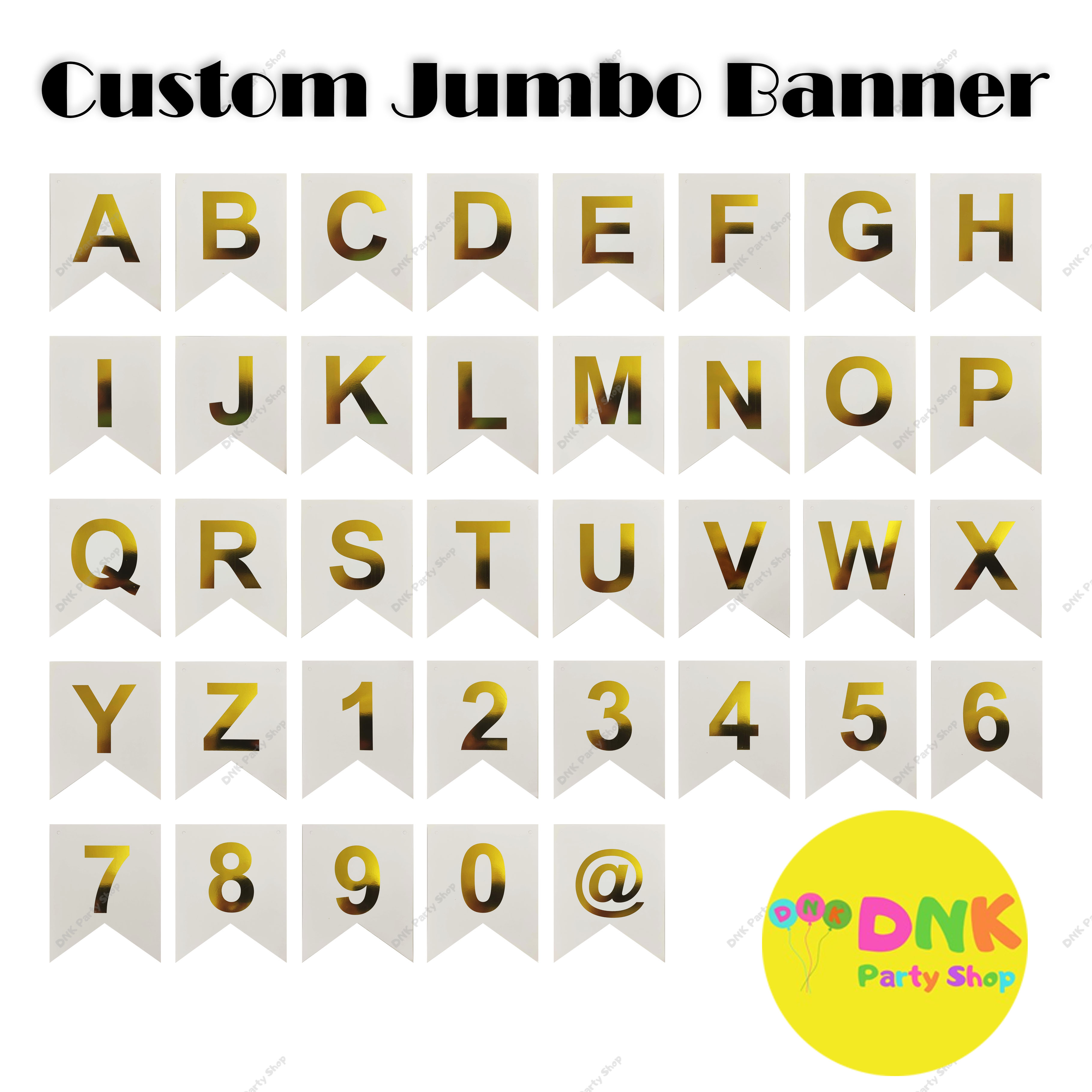 Jumbo White Banner Gold Print Stamp Custom Big Size Letters Numbers  Alphanumeric Happy Birthday | Lazada PH